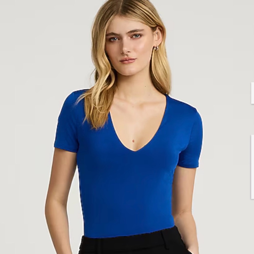 Express Contour Compression Cobalt Blue V-Neck Bodysuit